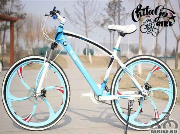 Велосипед БМВ X1, цвет бело-голубой