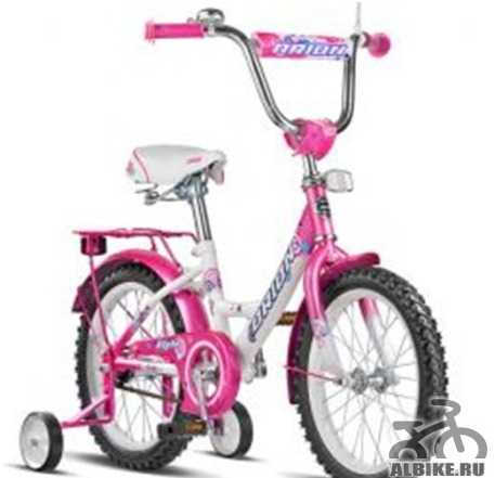 Велосипед детский розовый сo съемными колесами